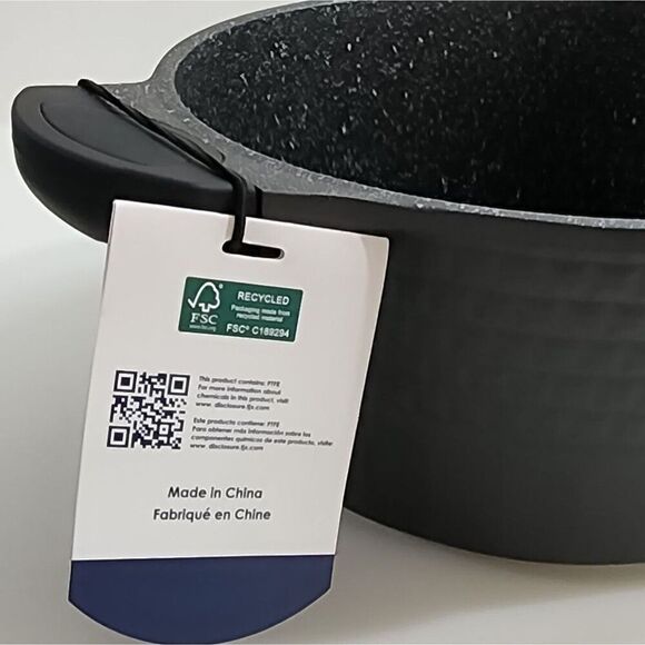 D&W Cookware 9.5in Non Stick Stockpot Casserole Pot With Glass Lid 4.5QT Black - Picture 8 of 16